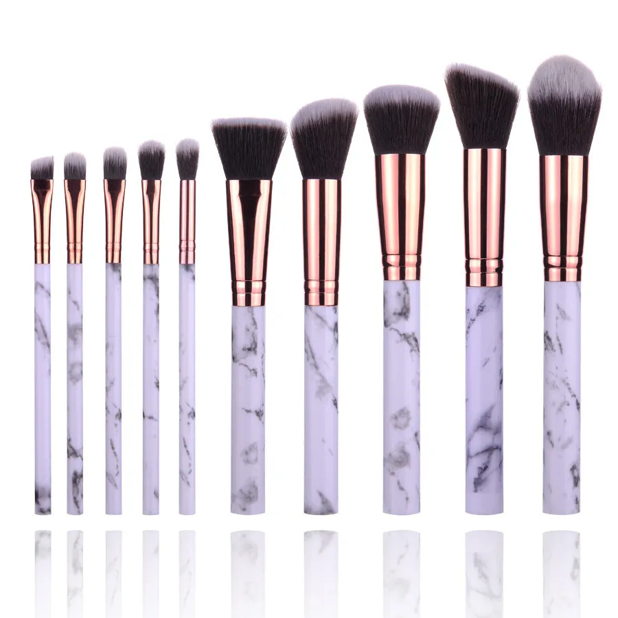 10 Marble Makeup Brushes 5 Big 5 Small Marble Pattern Makeup Brush Set