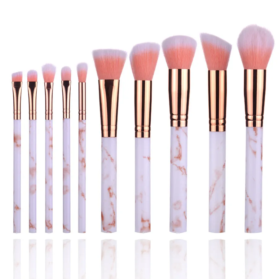 10 Marble Makeup Brushes 5 Big 5 Small Marble Pattern Makeup Brush Set