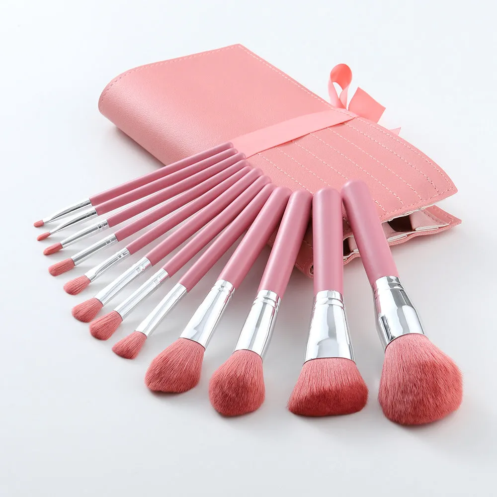 12 PCs Light Blue Handle Makeup Brush Foundation Eye Shadow Brush