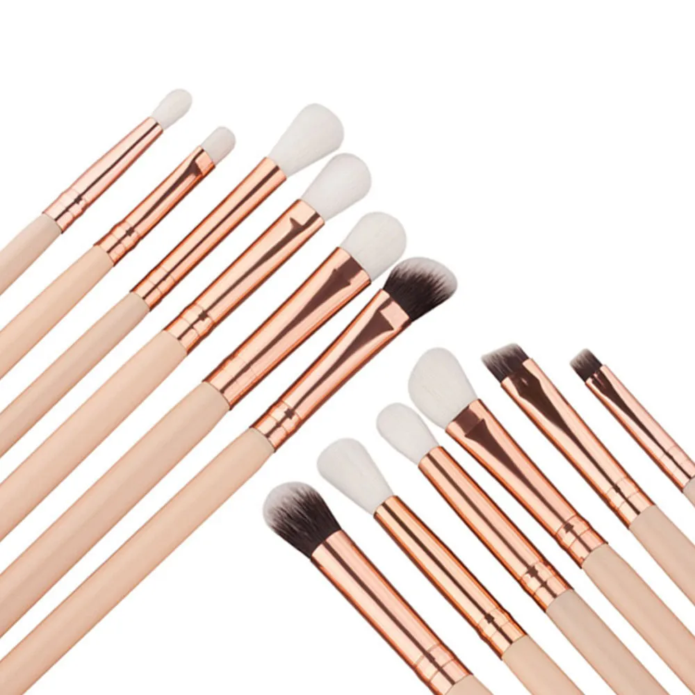 12 PCs Makeup Brush Set Skin Color Brown Gold Beauty Tools Eye Shadow Brush