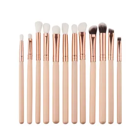 12 PCs Makeup Brush Set Skin Color Brown Gold Beauty Tools Eye Shadow Brush