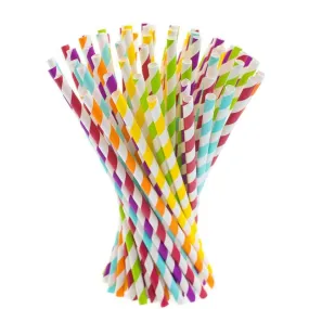 8mmX200mm Striped Paper Straws Rainbow Colorful Pipe for DIY/Art & Craft