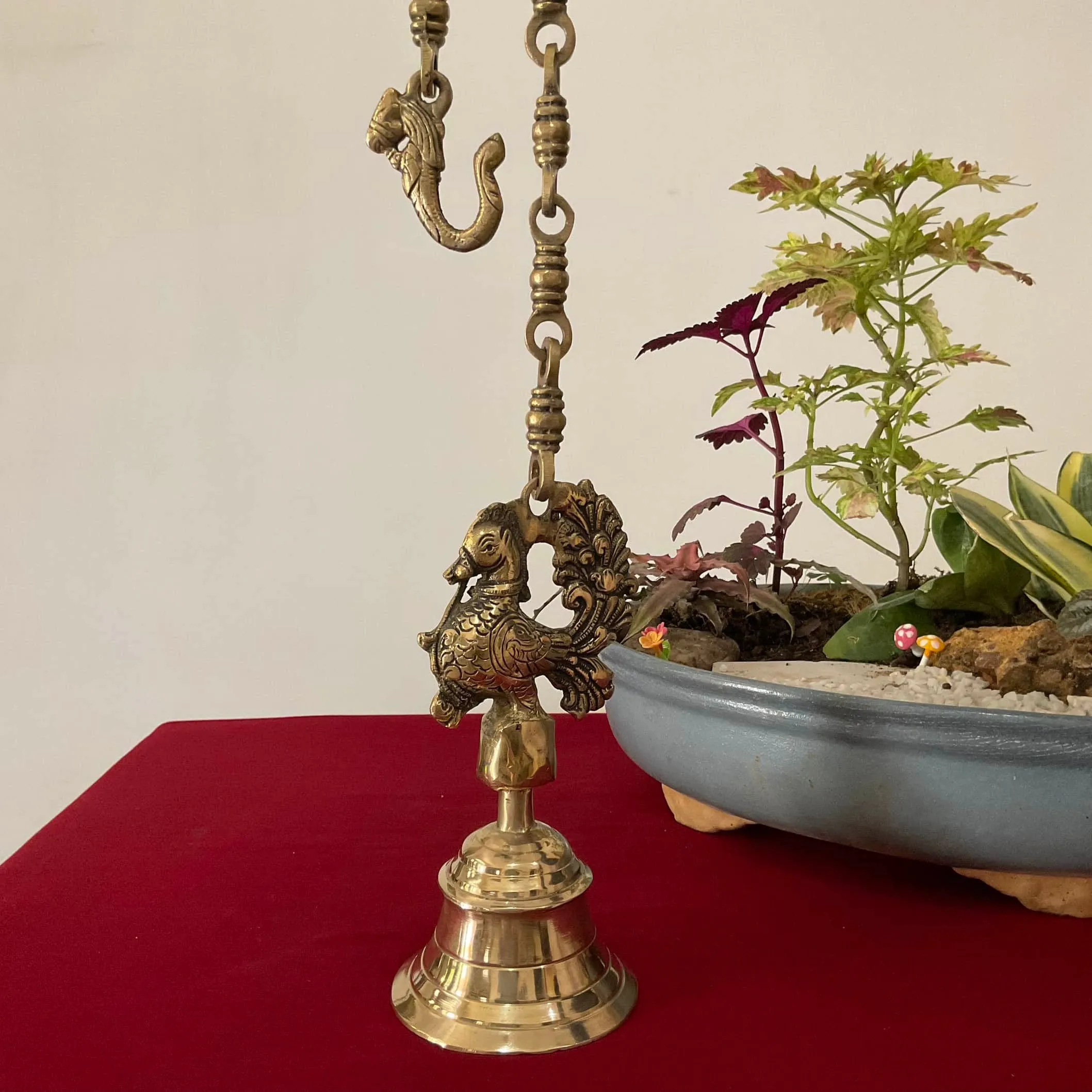 Annapakshi Hanging Bell (Set of 2) - Brass Wall Hanging - Decorative and Religious