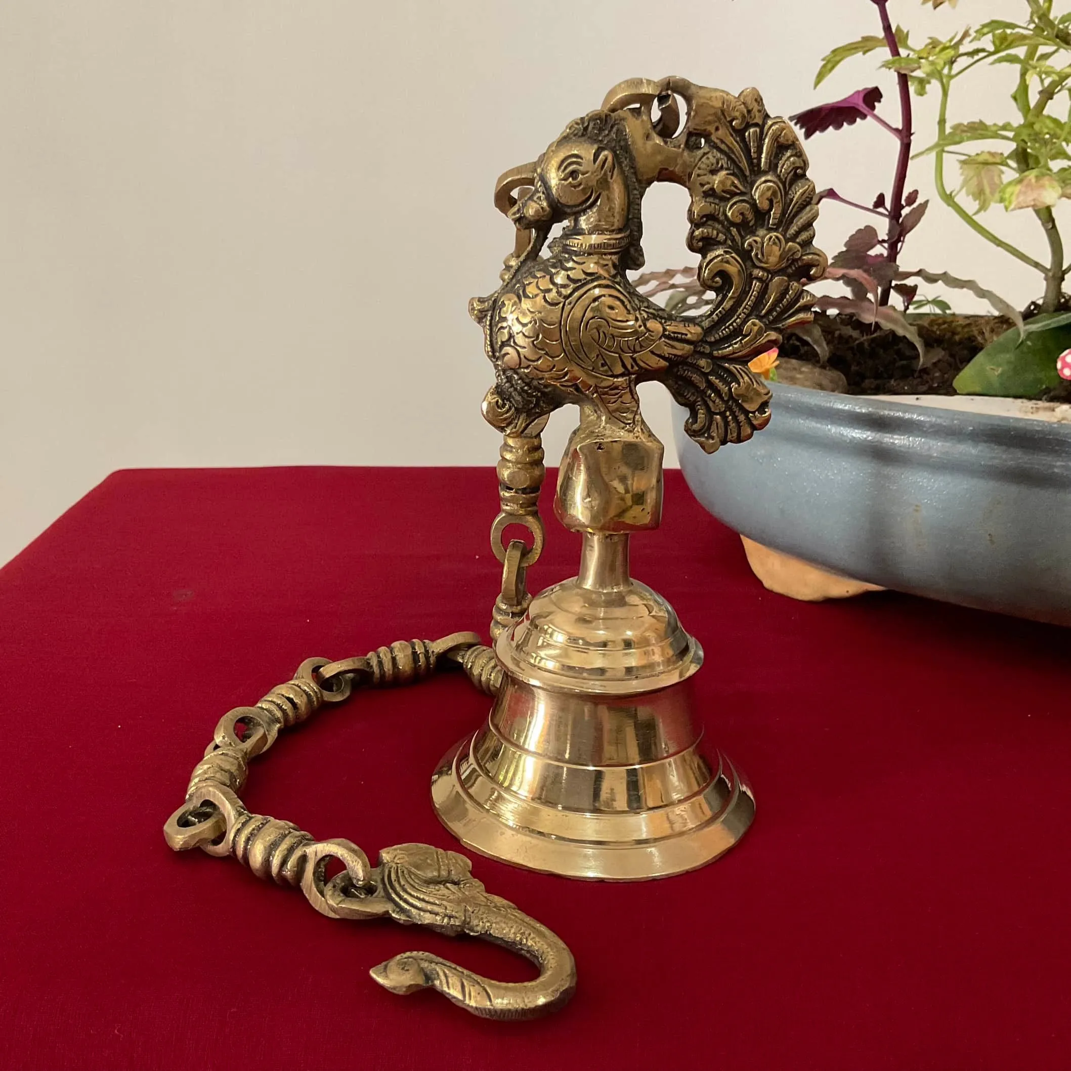 Annapakshi Hanging Bell (Set of 2) - Brass Wall Hanging - Decorative and Religious