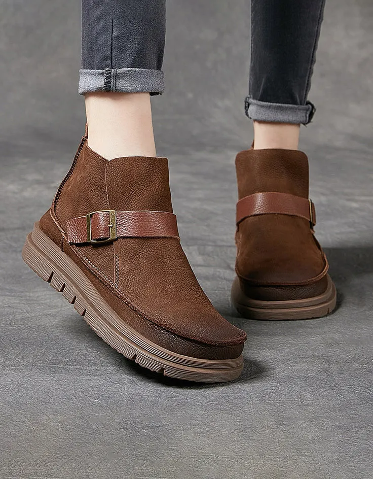 Autumn Winter Wide Toe Box Retro Ankle Boots