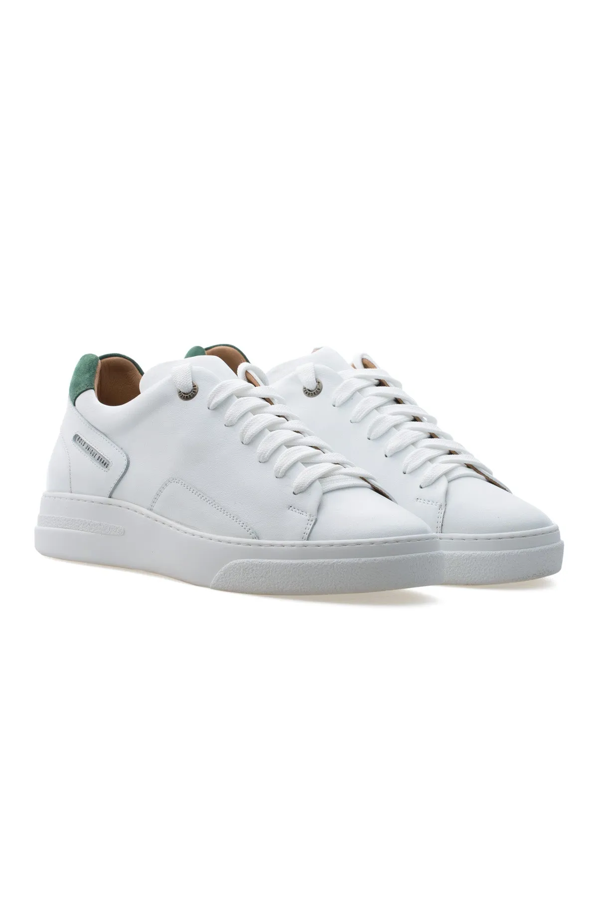 BUB Fleek - Pure White & Green - Calf Leather & Suede - Women's Sneakers