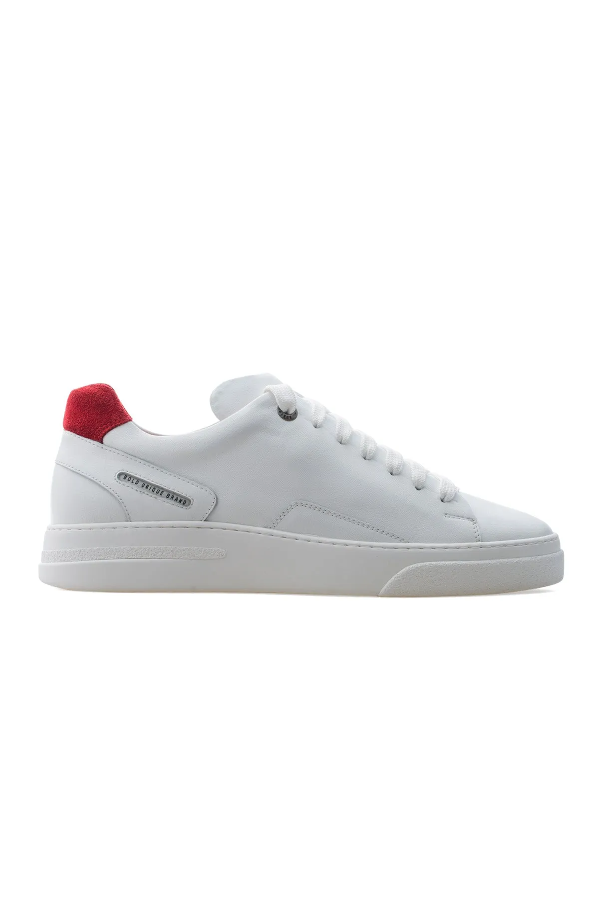 BUB Fleek - Pure White & Red - Calf Leather & Suede - Women's Sneakers