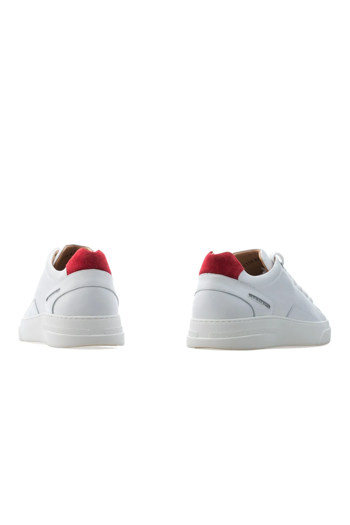 BUB Fleek - Pure White & Red - Calf Leather & Suede - Women's Sneakers