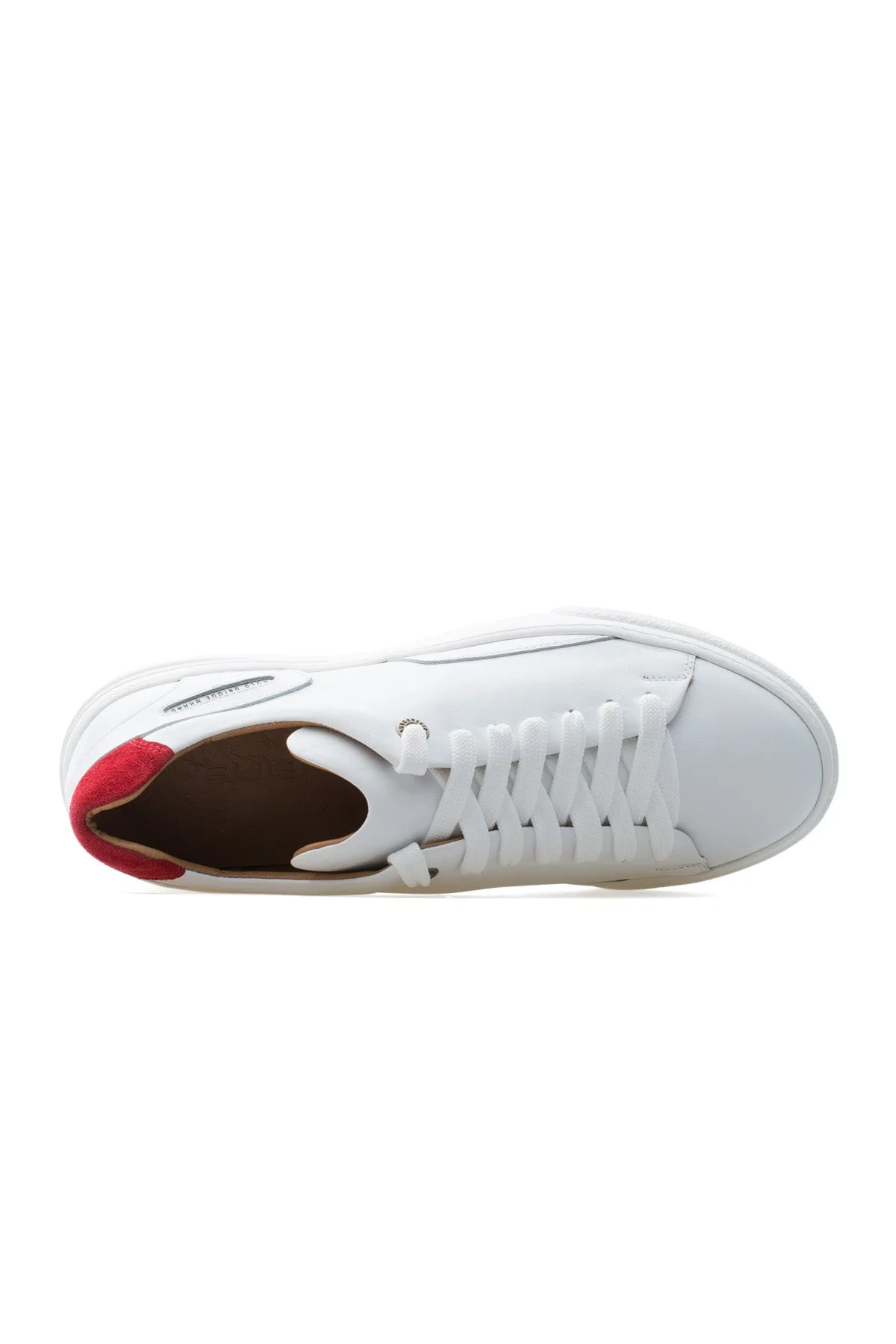 BUB Fleek - Pure White & Red - Calf Leather & Suede - Women's Sneakers