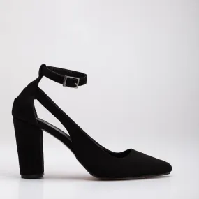 Colette - Black Suede Block Heels