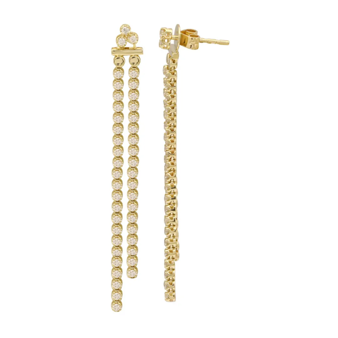 DIAMOND CROWN TWO PIECE TENNIS DROP EARRINGS