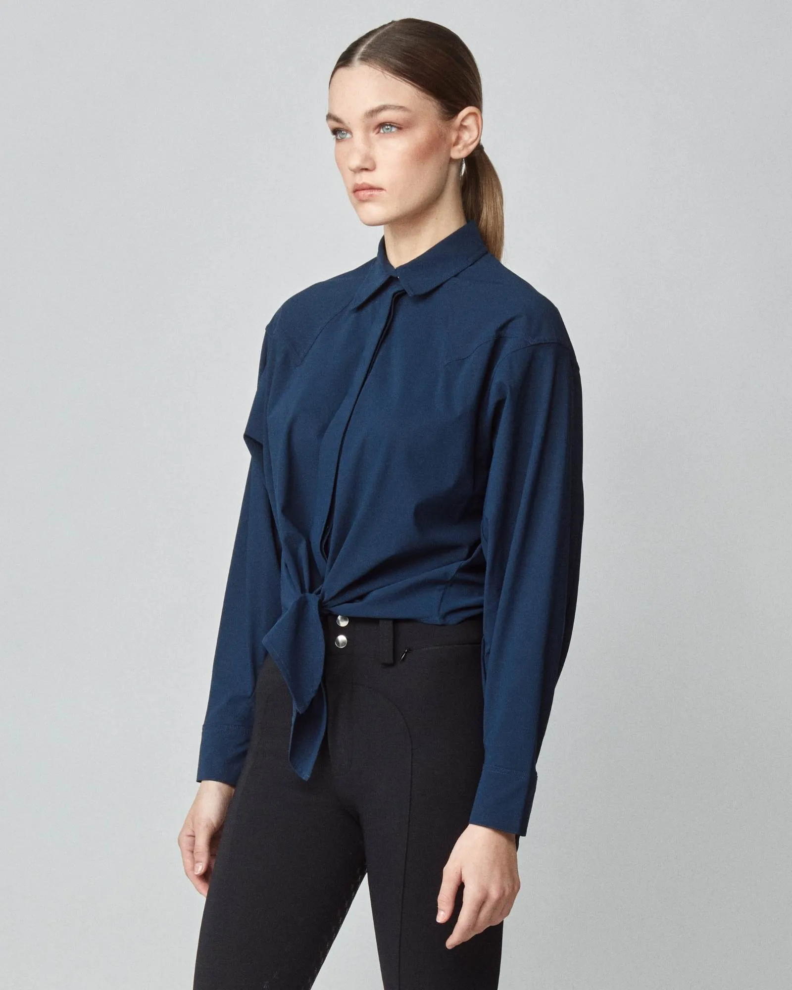 Front Tie Riding Shirt Navy