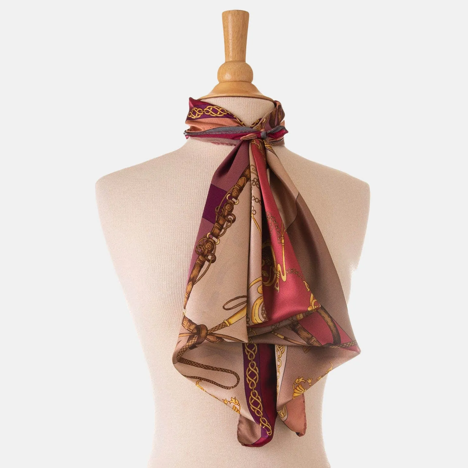 Gabriella - Hand Rolled Silk Foulard - Rosewood