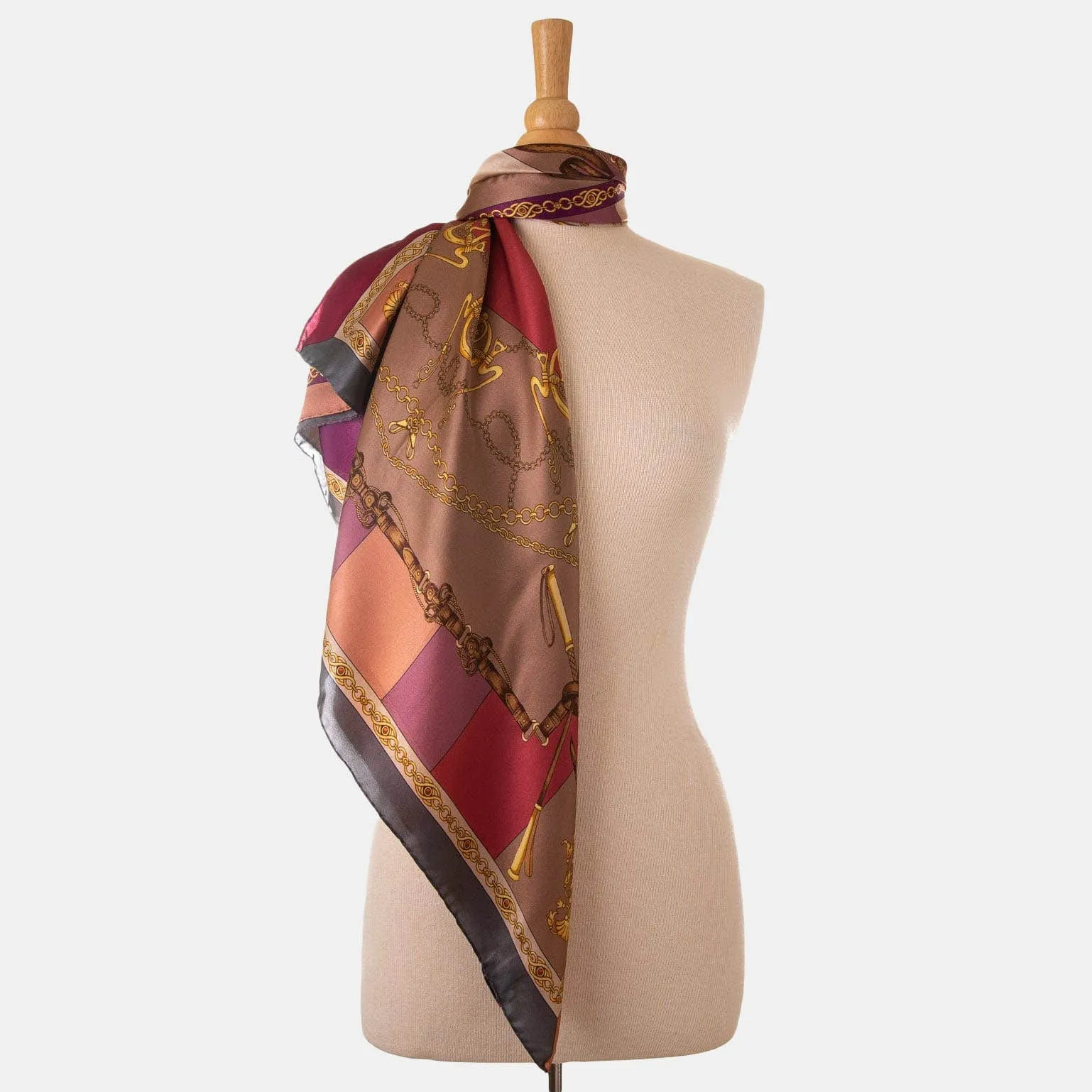 Gabriella - Hand Rolled Silk Foulard - Rosewood