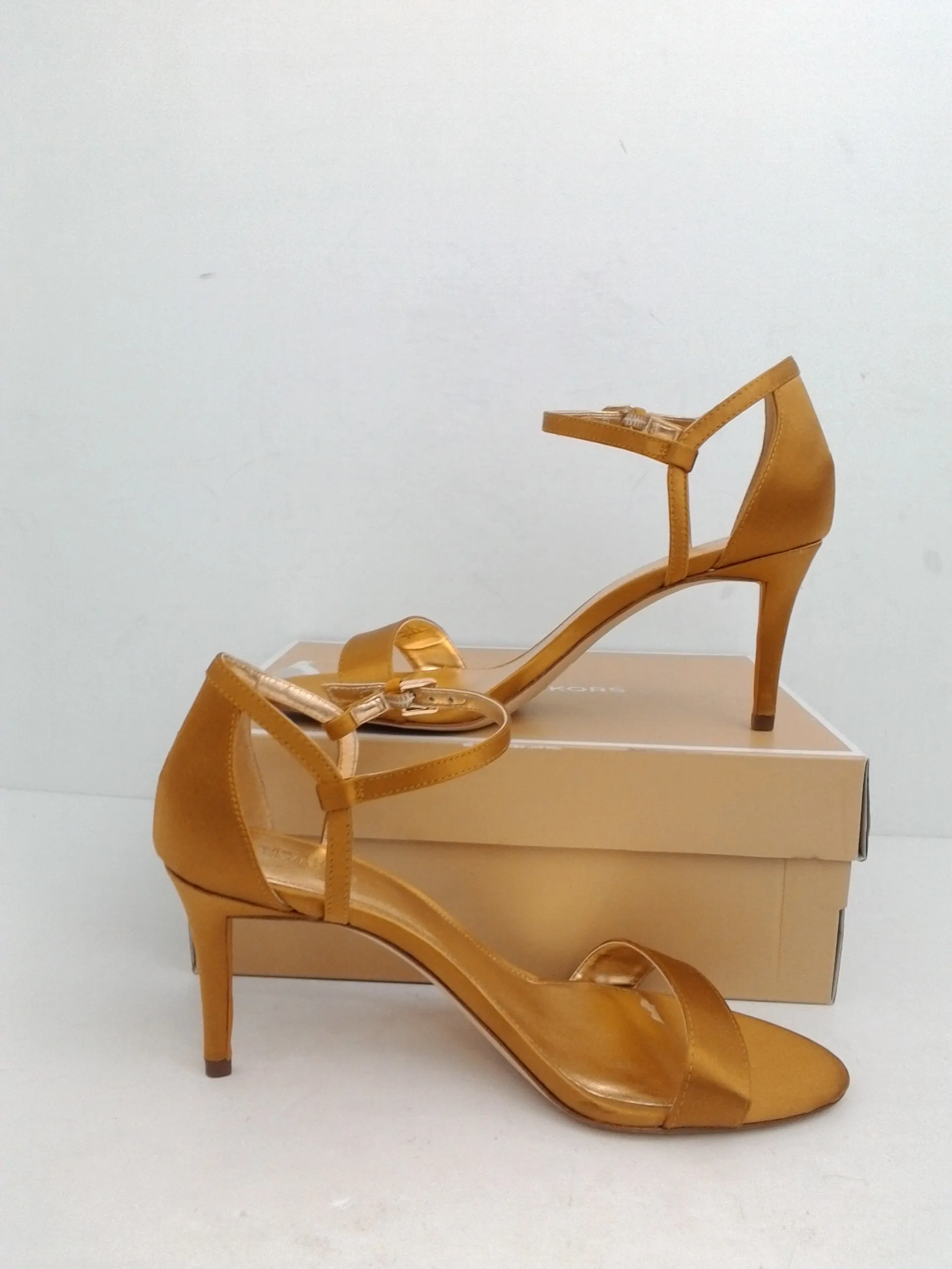 Michael Kors Women's Simone Mid Sandal Satin Marigold Size 8 M