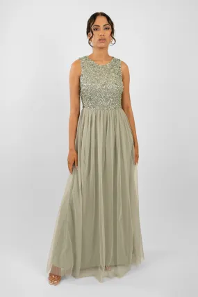 Picasso Sage Green Embellished Bridesmaid Dress