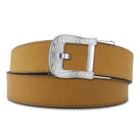 RODEO BUCKLE | TAN BUFFALO LEATHER GUN BELT