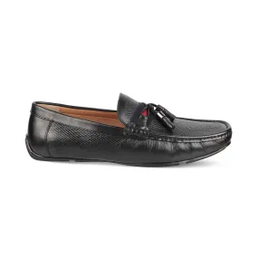 Tresmode Sotas Black Men's Leather Driving Loafers